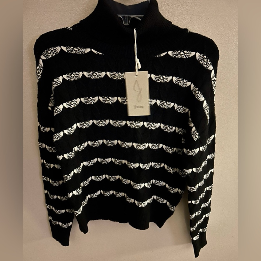 JOIE Viscose Blend Sweater (NEW)  Black with White Stripes -XS